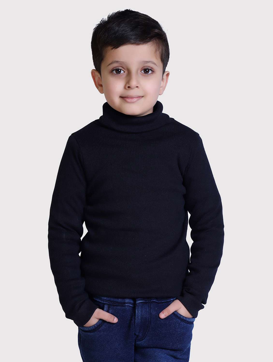 boys solid high neck long sleeve sweater - 22068706 -  Zoom Image - 0