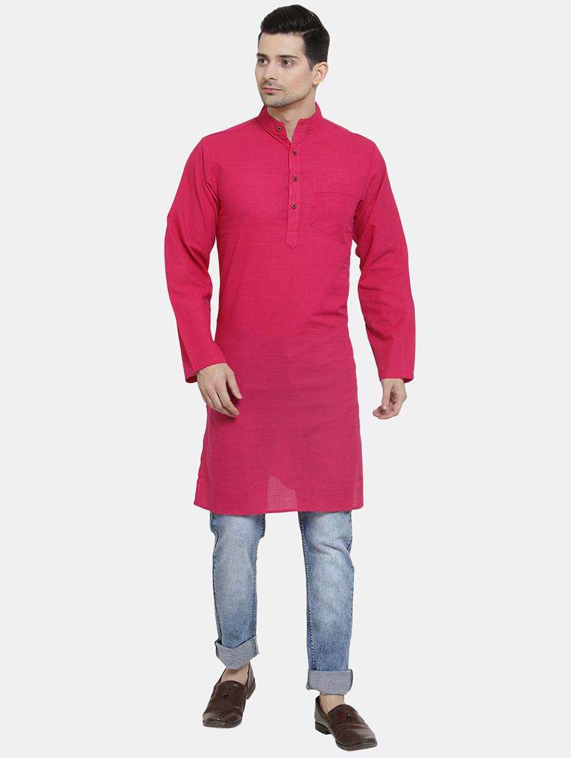 men solid mandarin neck long kurta - 22068714 -  Zoom Image - 0