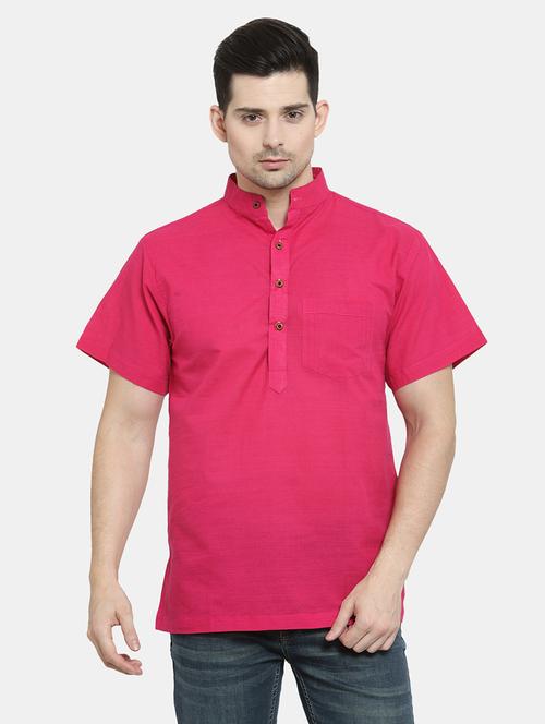 men solid mandarin neck short kurta - 22068715 - Standard Image - 0