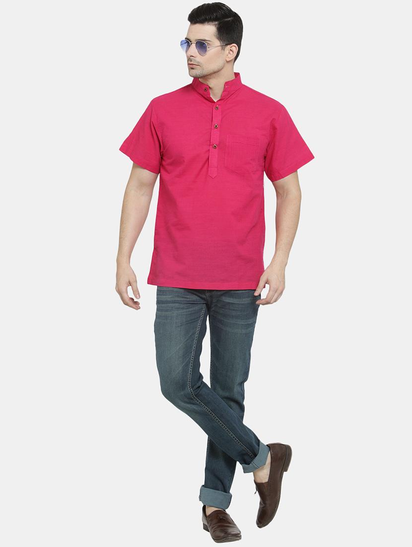 men solid mandarin neck short kurta - 22068715 - Standard Image - 3