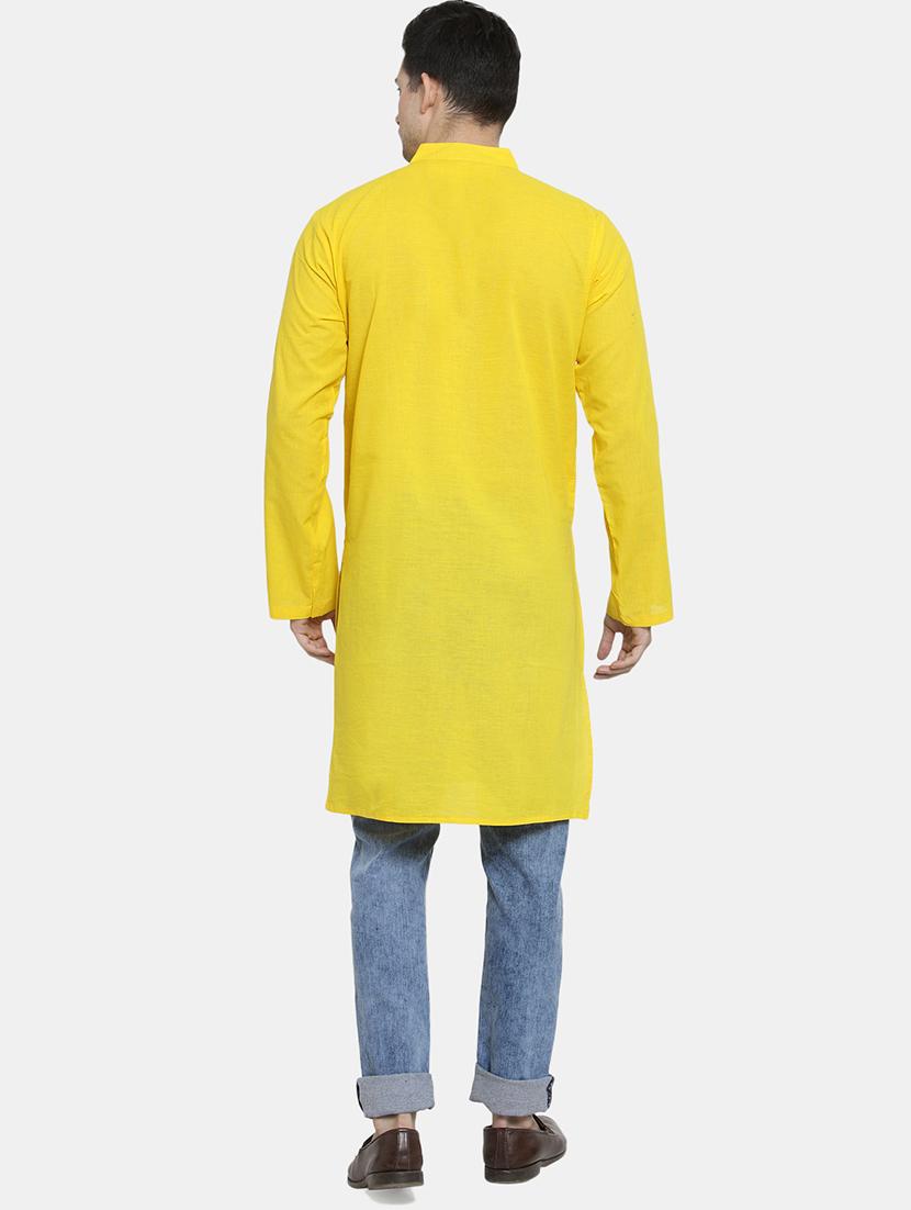 men solid mandarin neck long kurta - 22068716 - Standard Image - 3