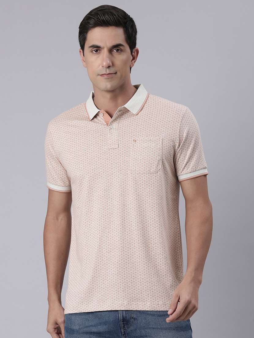 men printed short sleeve regular fit polo t-shirt