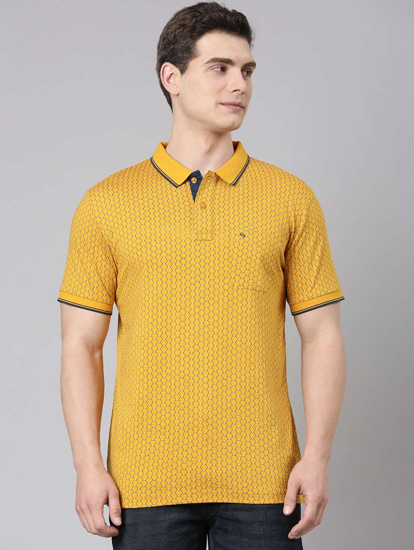 men printed short sleeve regular fit polo t-shirt