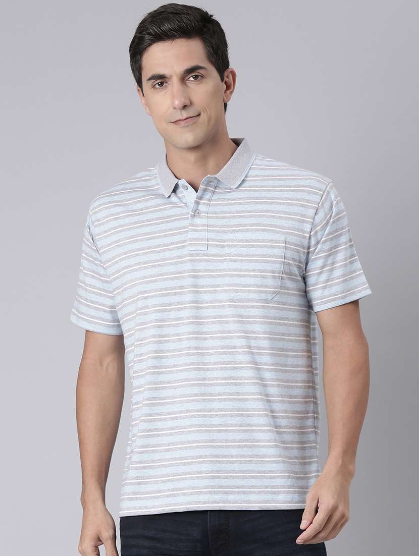 men striped short sleeve regular fit polo t-shirt