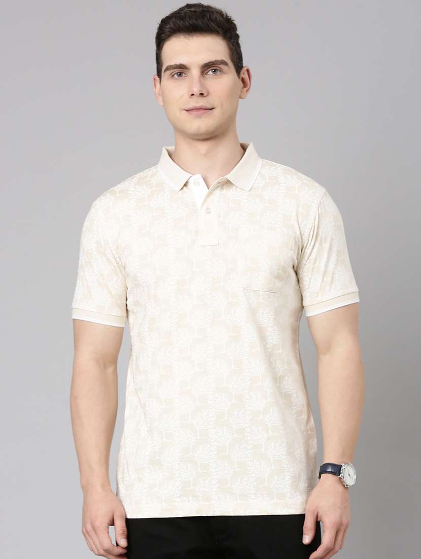 men printed short sleeve regular fit polo t-shirt