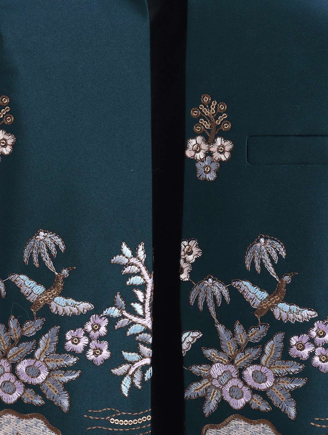boys green embroidered sherwani set - 22068764 -  Standard Image - 5