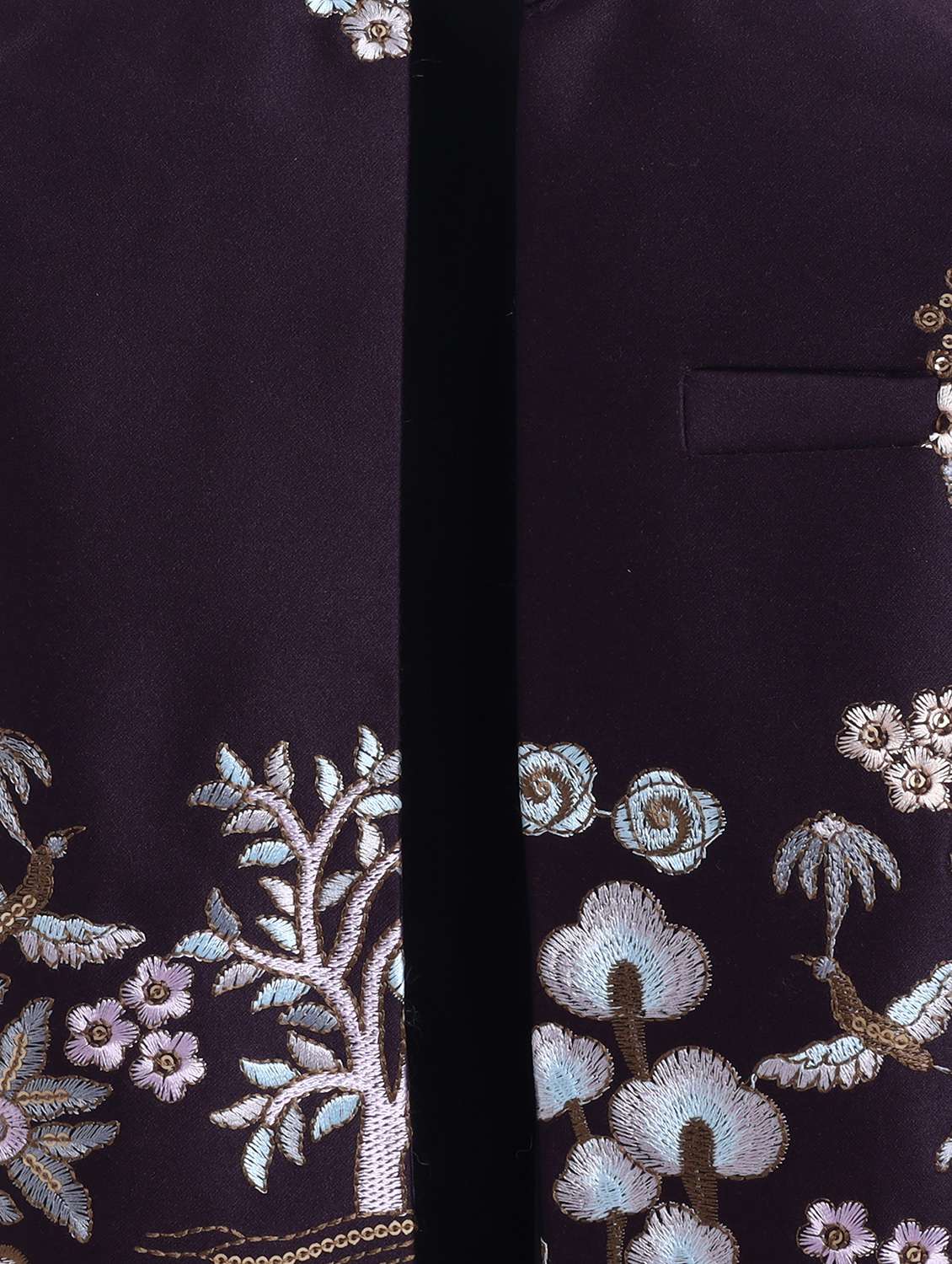 boys purple embeoidered sherwani set - 22068765 -  Standard Image - 5