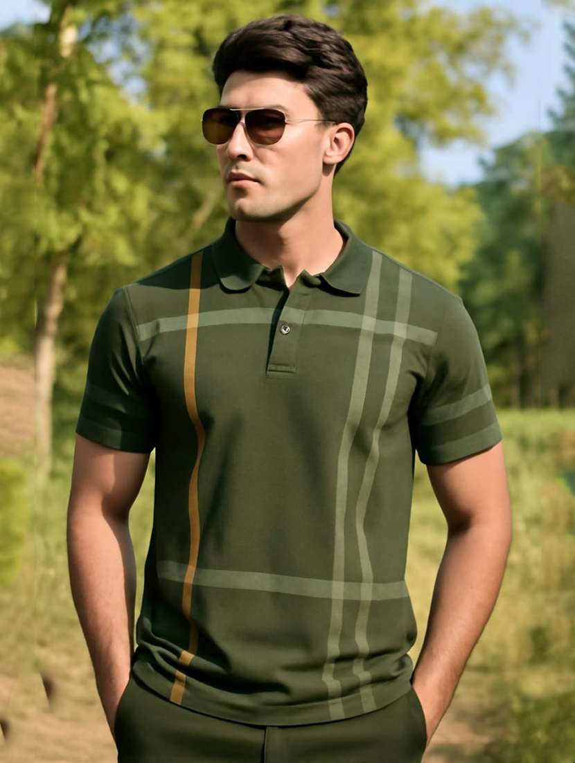 men printed short sleeve regular fit polo t-shirt