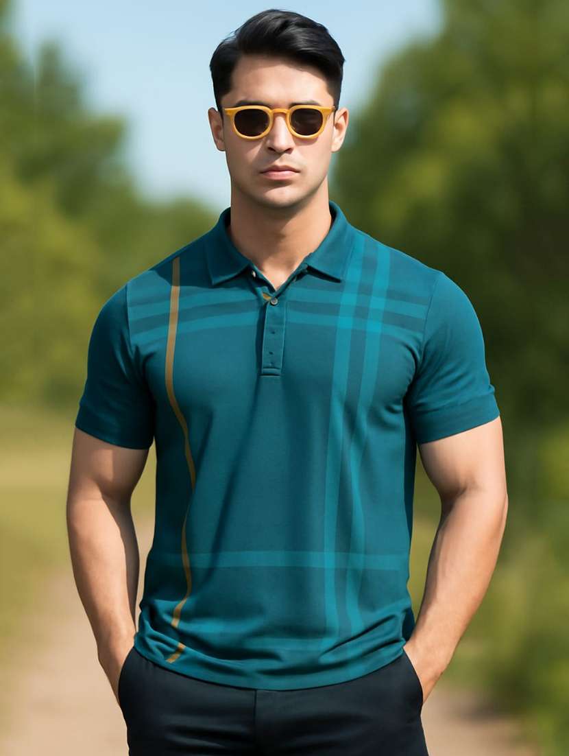 men printed short sleeve regular fit polo t-shirt