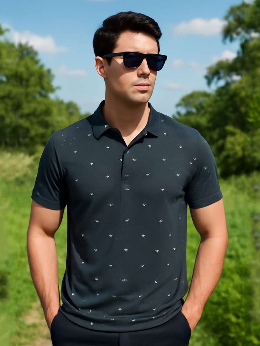 men printed short sleeve regular fit polo t-shirt