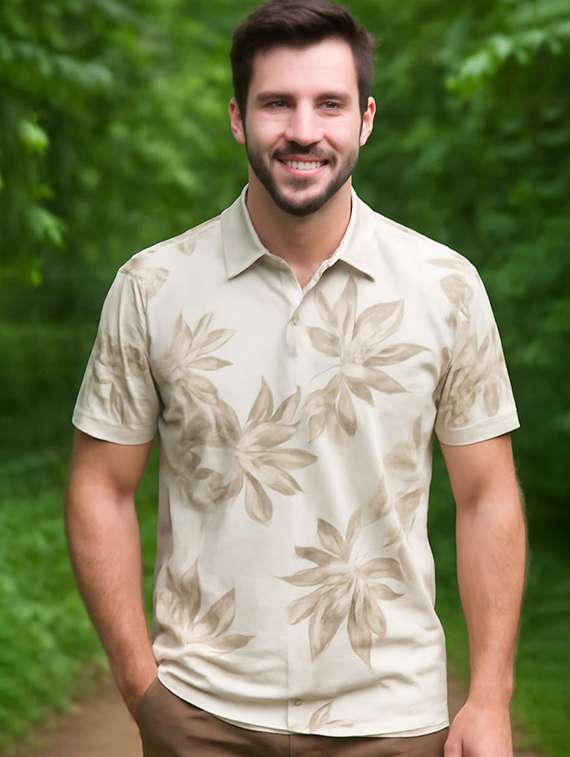 men printed short sleeve regular fit polo t-shirt