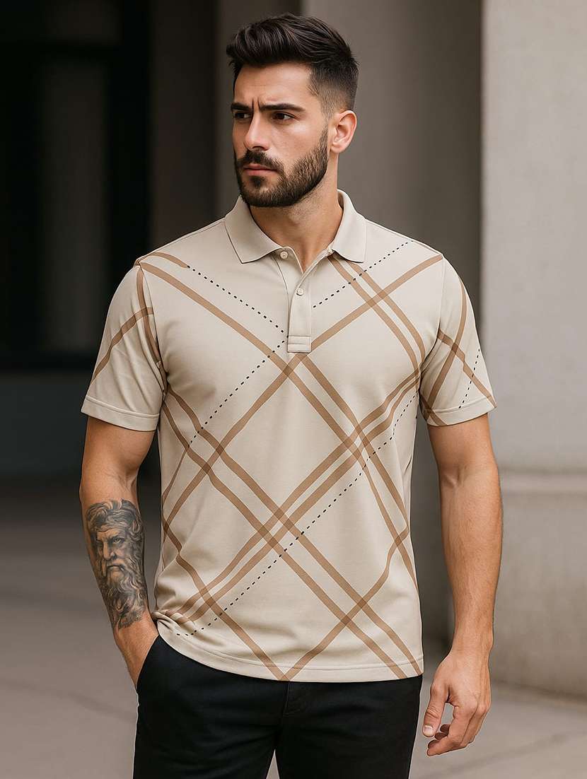 men printed short sleeve regular fit polo t-shirt