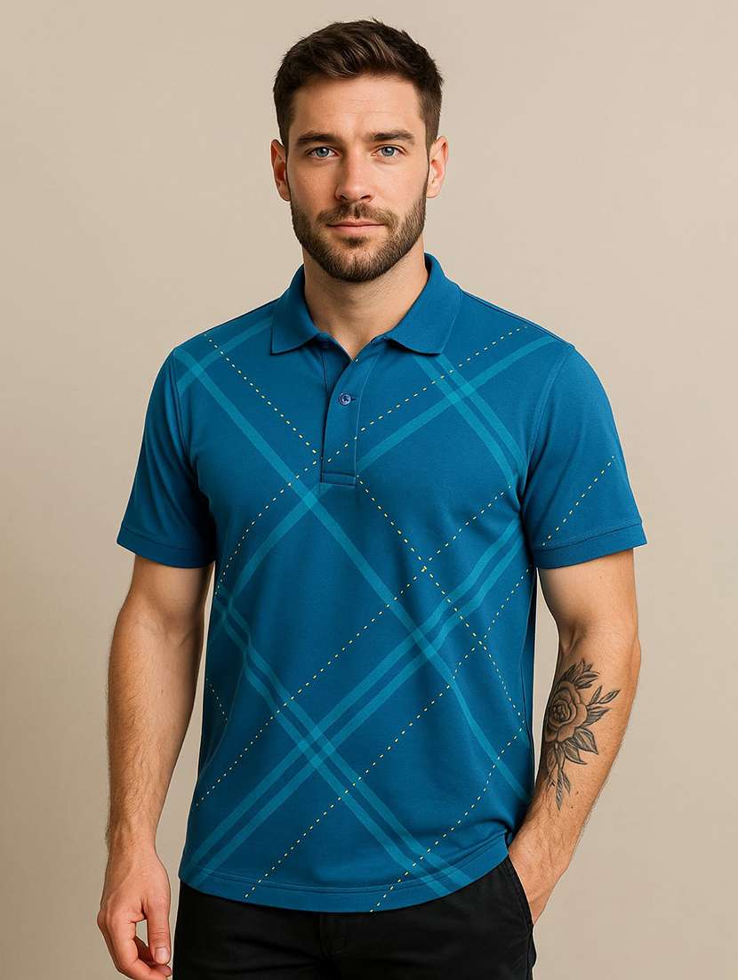 men printed short sleeve regular fit polo t-shirt