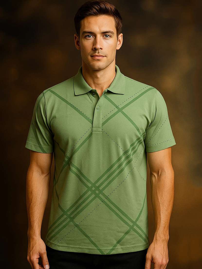 men printed short sleeve regular fit polo t-shirt