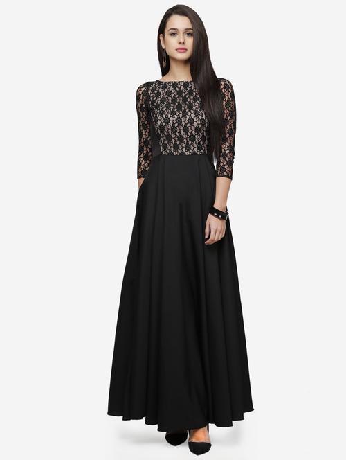 black crepe aline dress - 22068789 -  Standard Image - 0