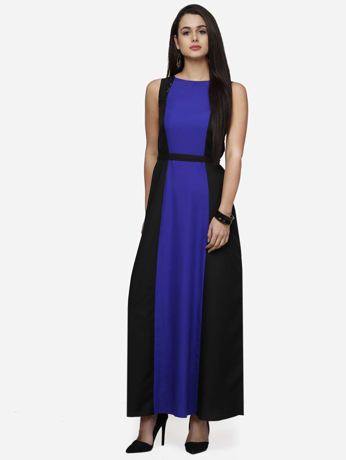 women color blocked sleeveless a-line dress