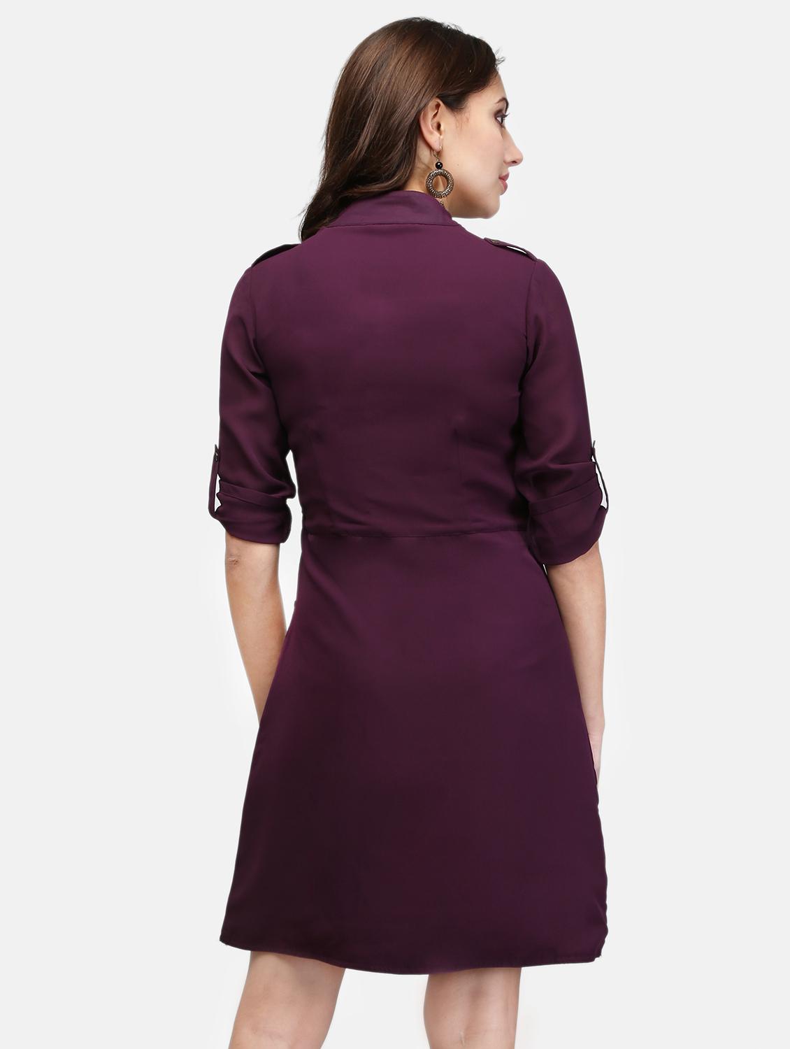 women black solid roll up sleeve wrap dress - 22068798 - Standard Image - 3