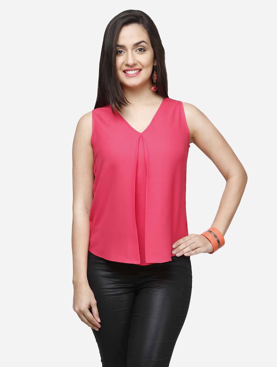 women pink solid sleeveless top - 22068800 -  Zoom Image - 0