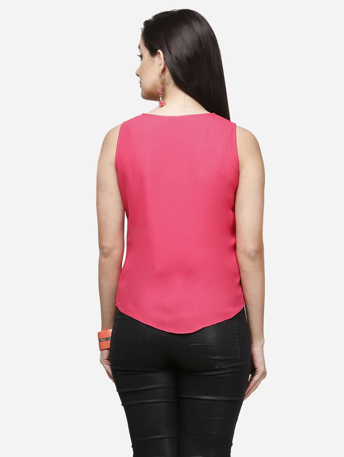 women pink solid sleeveless top - 22068800 - Standard Image - 3