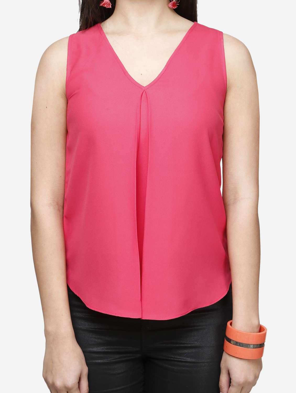 women pink solid sleeveless top - 22068800 - Standard Image - 5