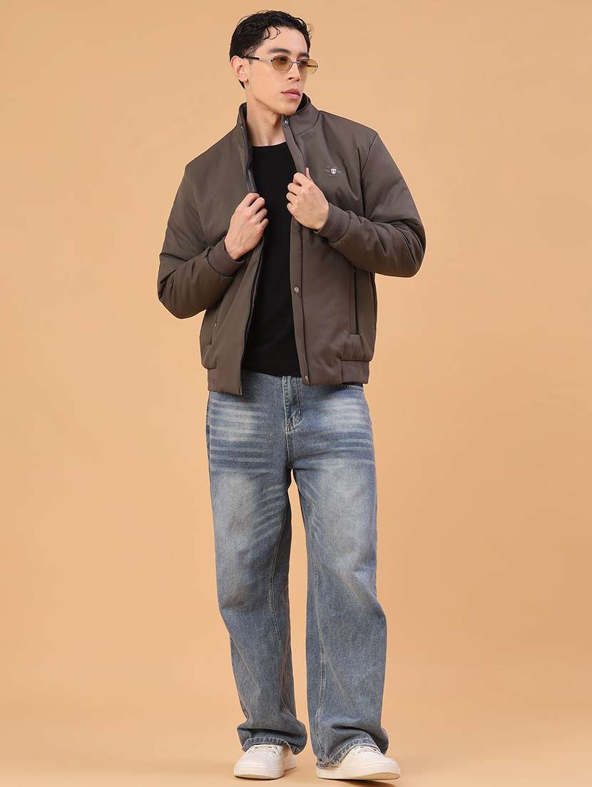 men solid long sleeve insulator bomber jacket - 22068975 -  Standard Image - 5