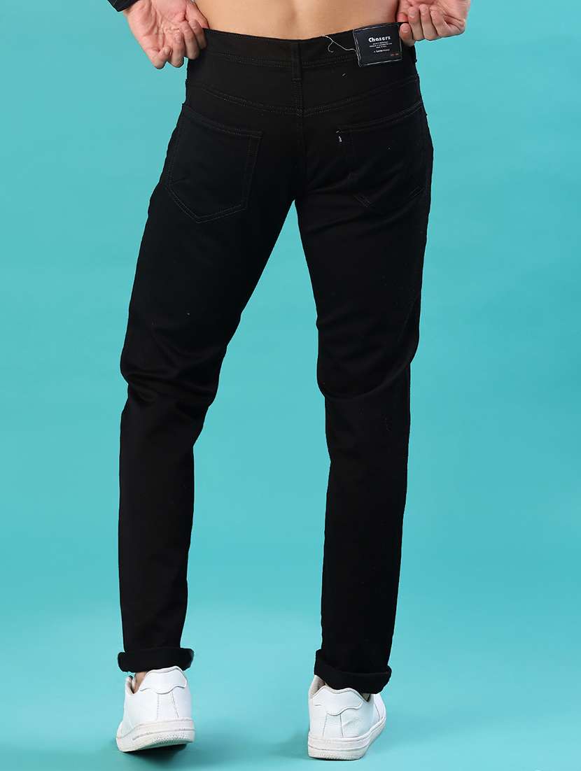 men plain mid rise full length jeans - 22069001 -  Standard Image - 3