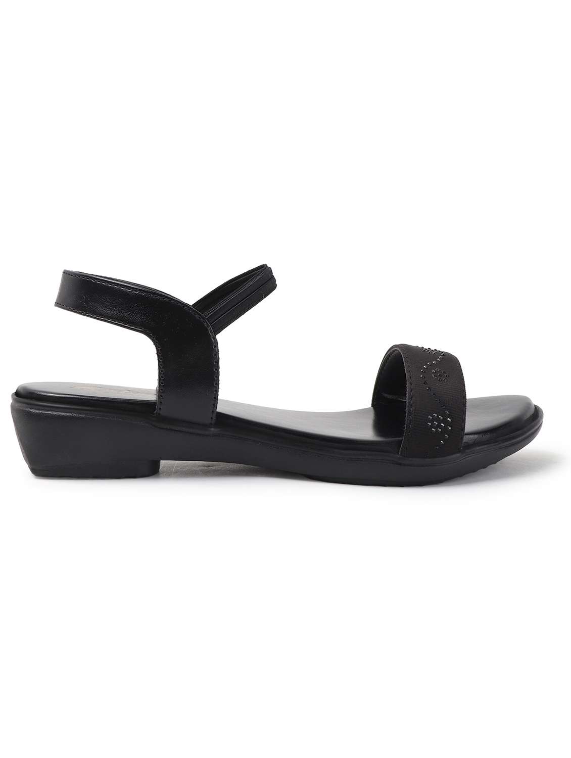 women black solid back strap sandal - 22069088 - Standard Image - 3