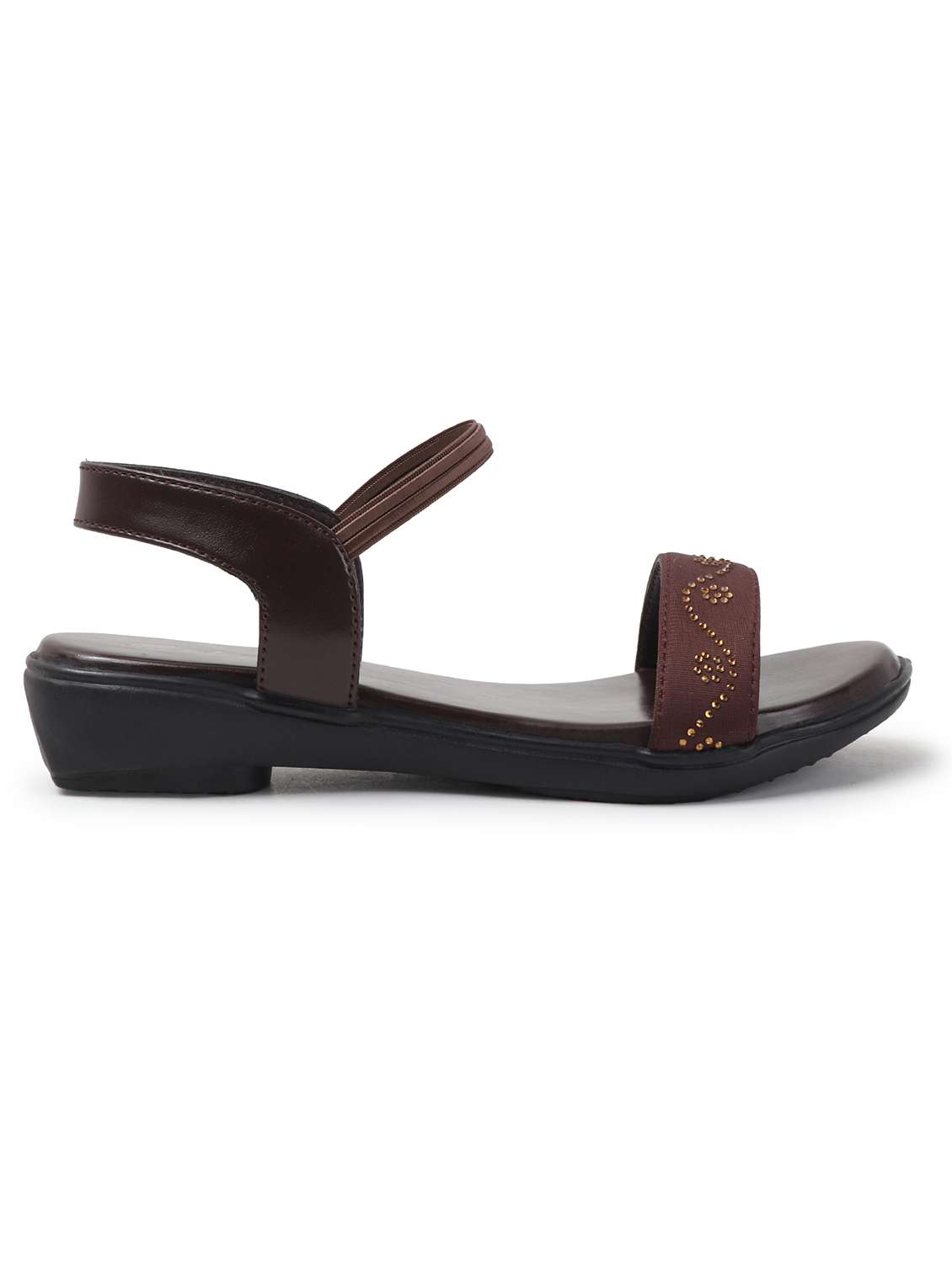 women brown solid back strap sandal - 22069089 - Standard Image - 3