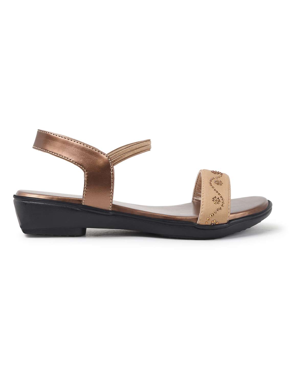 women gold solid back strap sandal - 22069090 - Standard Image - 3