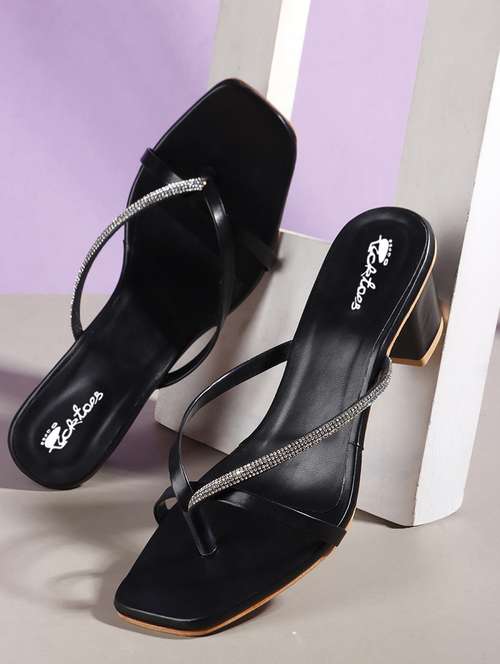 women embellished slip on block heels - 22069091 -  Standard Image - 0