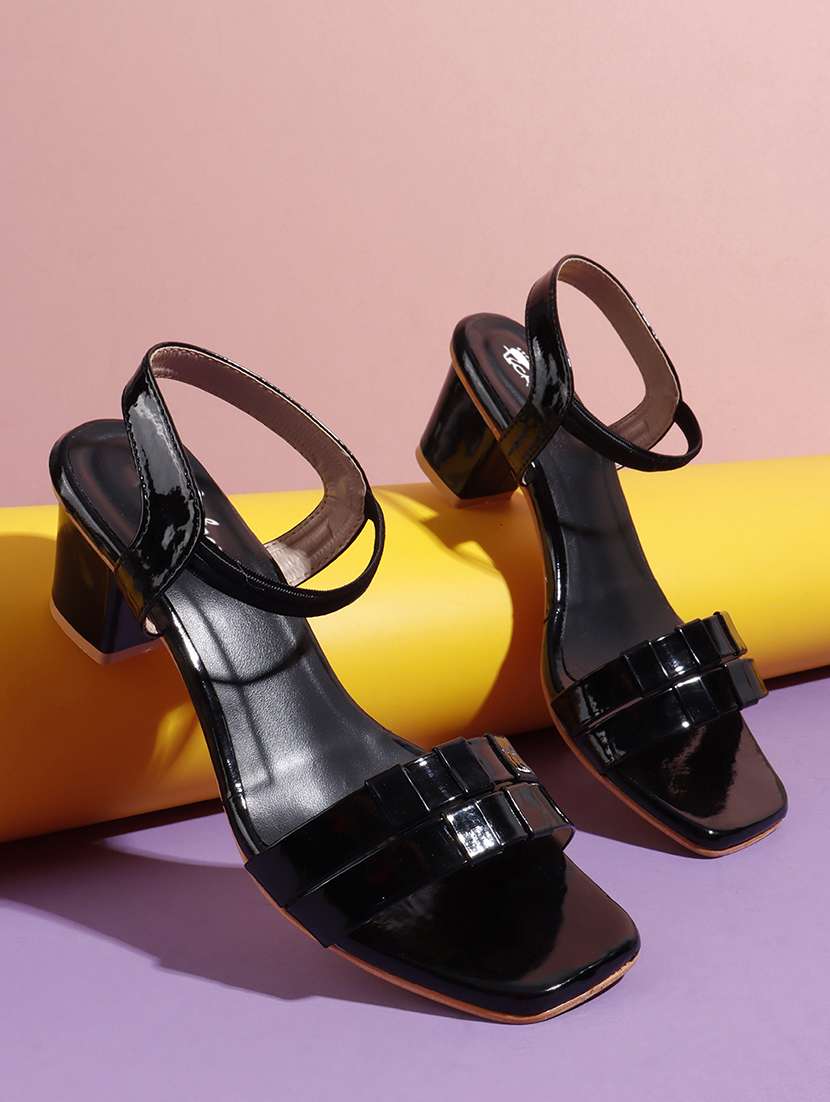 women solid back strap block heels