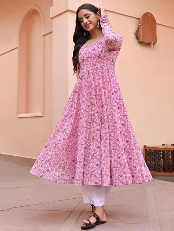 women floral printed long sleeve anarkali kurta - 22069133 -  Standard Image - 3