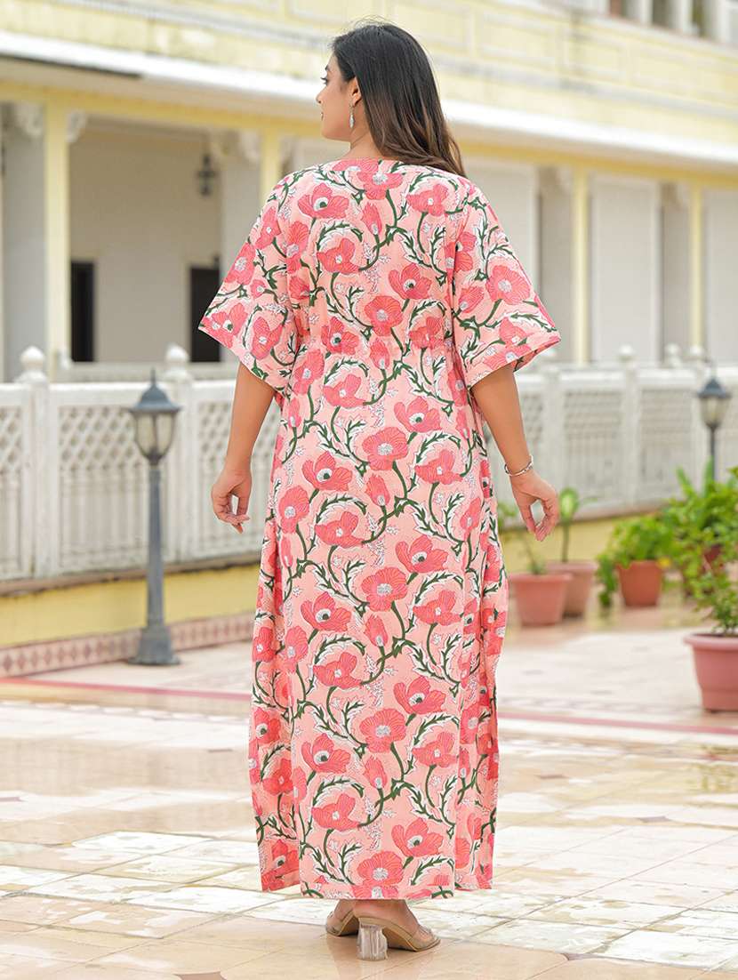 women floral print kimono sleeve kaftan dress - 22069136 -  Standard Image - 3