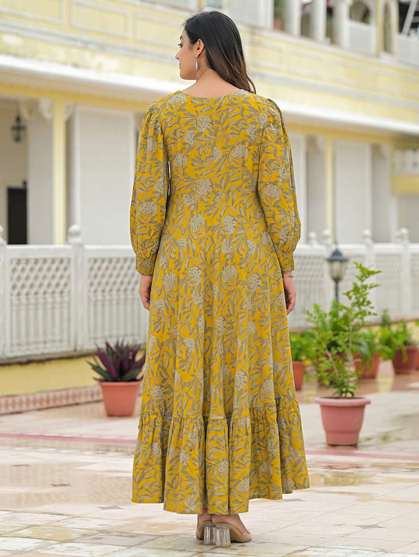printed rayon maxi dress with long sleeves - 22069140 -  Standard Image - 3
