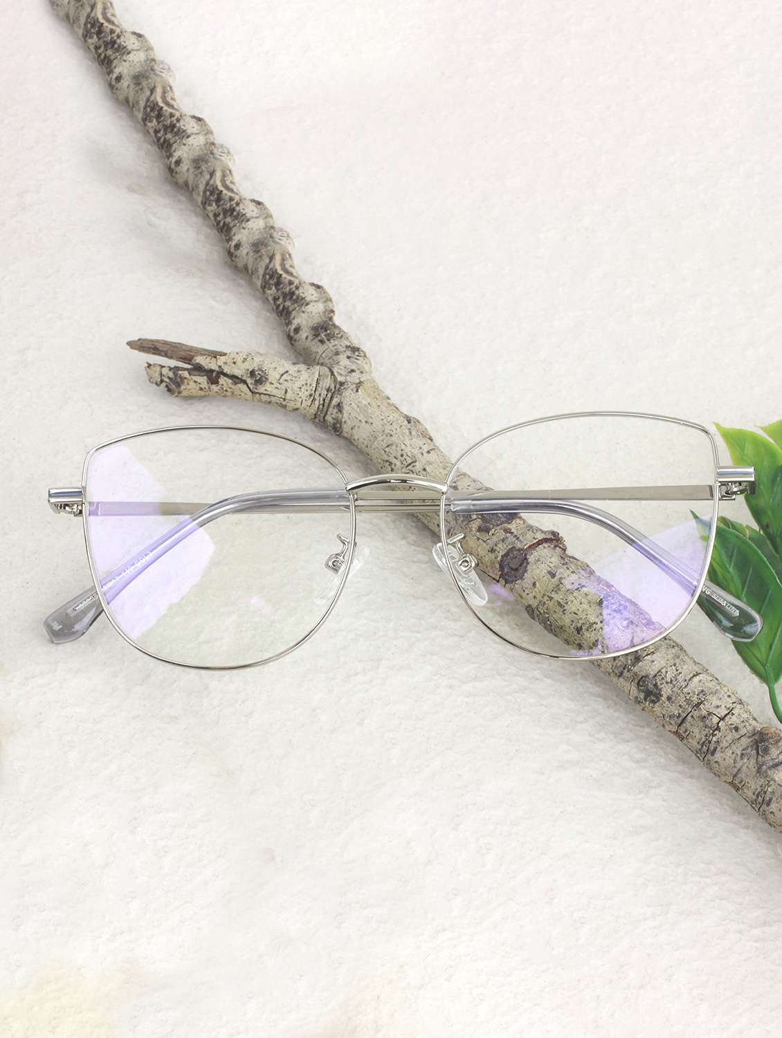 cat eye silver spectacles