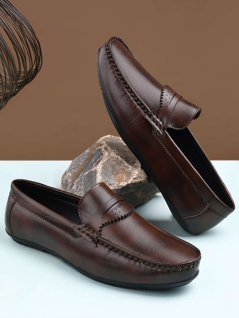 men brown slip on loafer