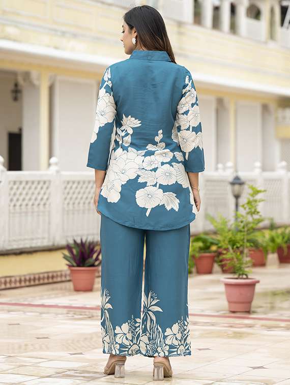women floral print shirt and trouser co-ord set - 22069192 - Standard Image - 3