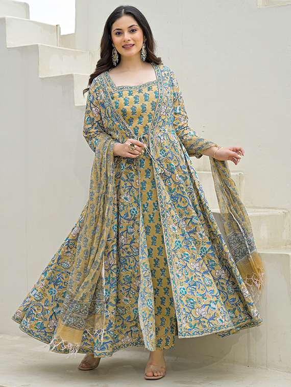 women printed three quarter sleeve kurta dupatta set - 22069209 -  Standard Image - 3