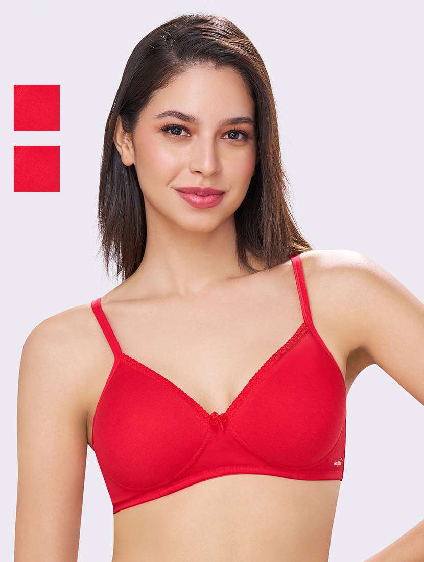women pack of 2 solid lightly padded t-shirt bra