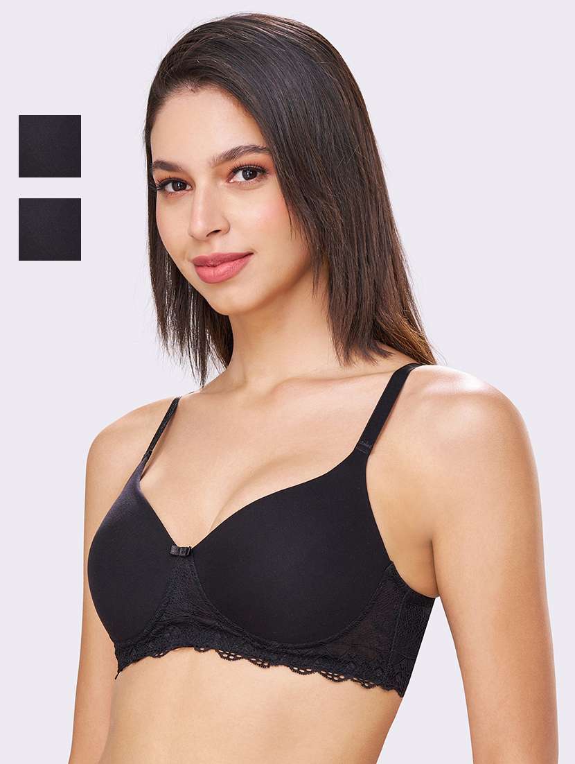 women pack of 2 solid lightly padded t-shirt bra