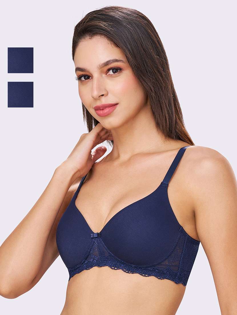 women pack of 2 solid lightly padded t-shirt bra