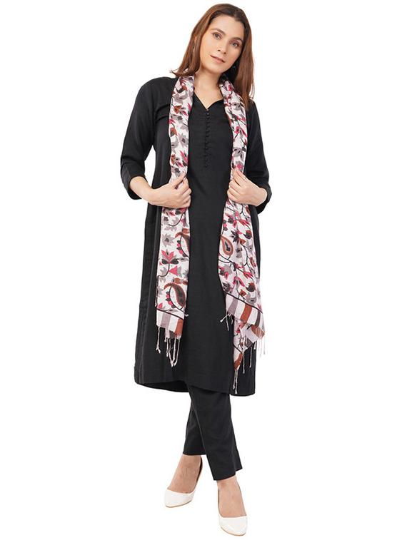 women white printed stole - 22069241 - Standard Image - 3