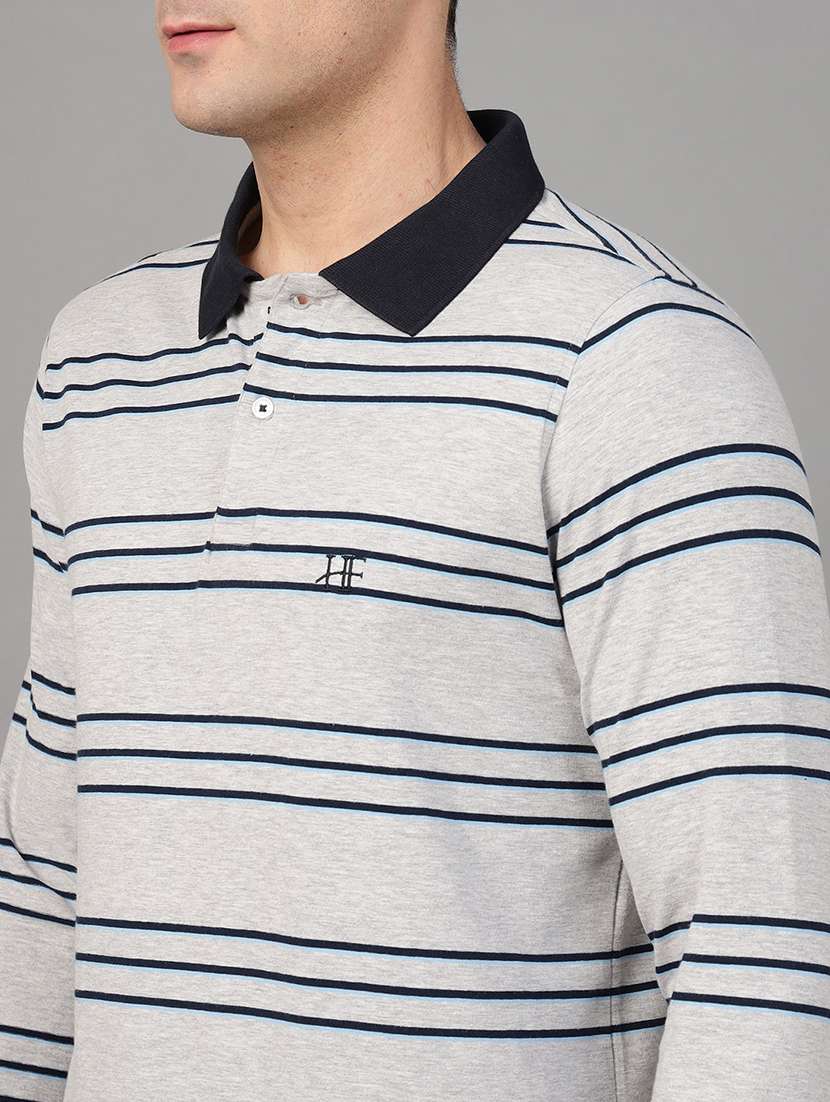 men striped long sleeve regular fit polo t-shirt - 22069258 -  Standard Image - 3
