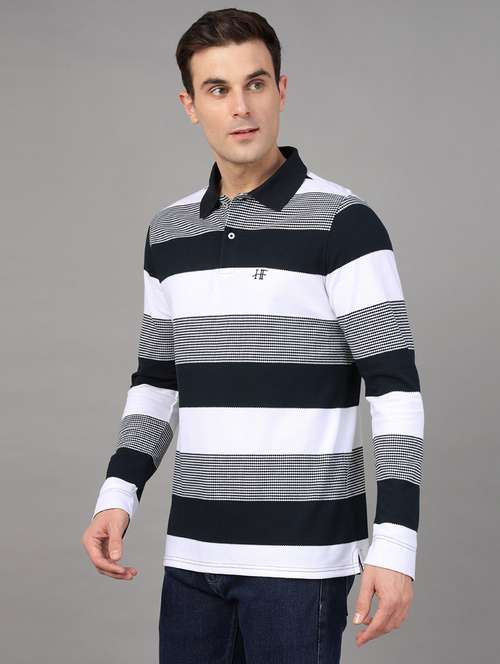 men striped long sleeve regular fit polo t-shirt - 22069259 -  Standard Image - 0