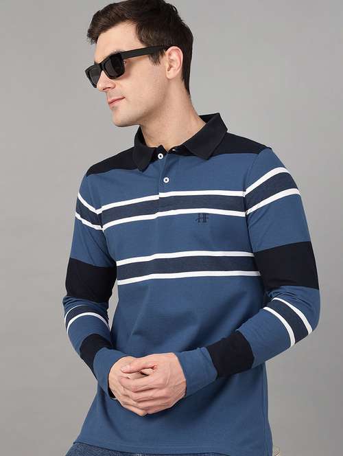 men striped long sleeve regular fit polo t-shirt - 22069260 -  Standard Image - 0