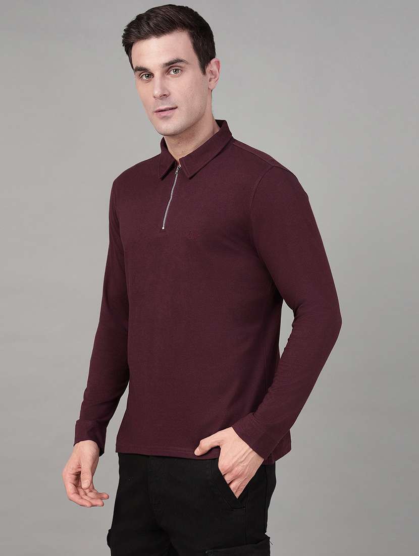 men solid long sleeve regular fit polo t-shirt