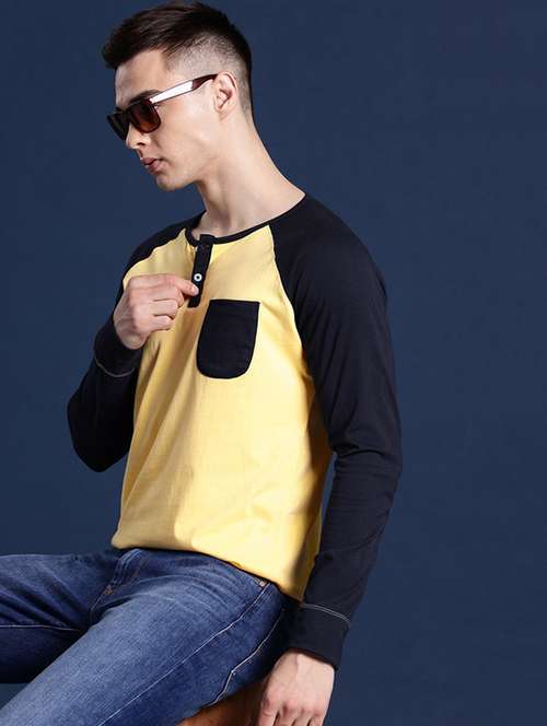 men color blocked long sleeve regular fit t-shirt - 22069278 -  Standard Image - 0