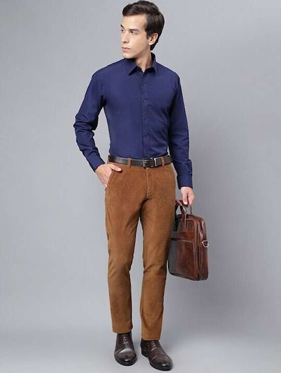 men solid mid rise flat front trouser - 22069282 -  Standard Image - 3