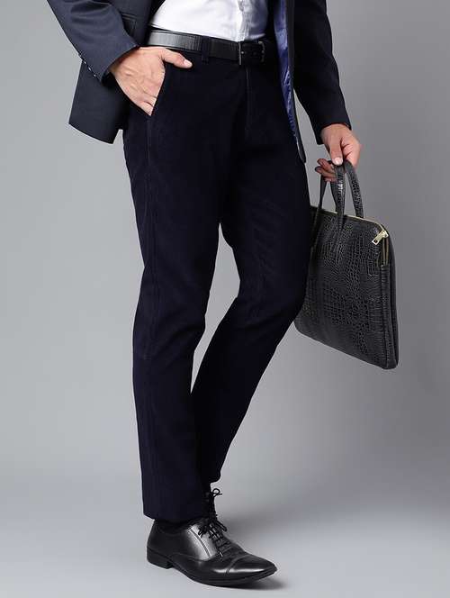 men solid mid rise flat front trouser - 22069290 -  Standard Image - 0