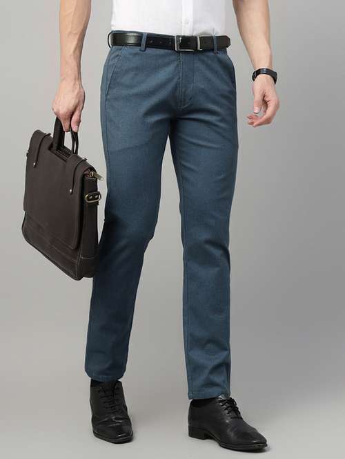 men solid mid rise flat front trouser - 22069297 -  Standard Image - 0